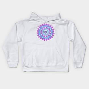 Blue Purple Cloud Stained Glass Floral Mandala Kids Hoodie